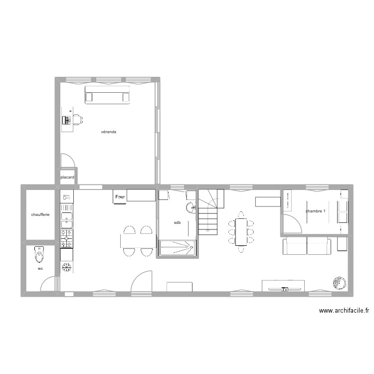 CHEVALIER. Plan de 6 pièces et 33 m2