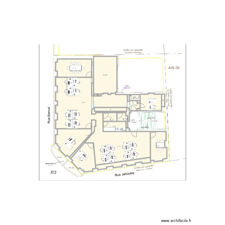 R+3 Open Space 4 - Alternatif. Plan de 21 pièces et 198 m2
