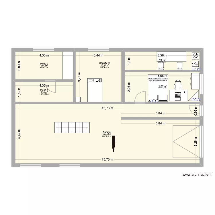 Sous-sol aménagé. Plan de 6 et 109 m² Sous-sol aménagé. Plan de 6 et 109 m²