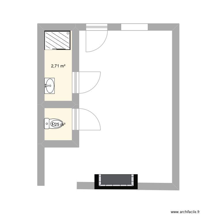 Cuisine. Plan de 2 pièces et 4 m2