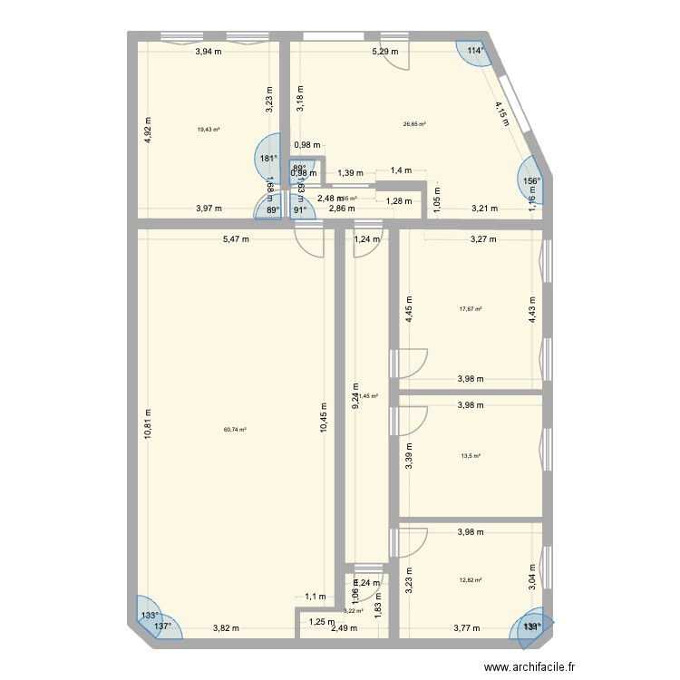 10 Pl Gambetta. Plan de 9 pièces et 169 m2