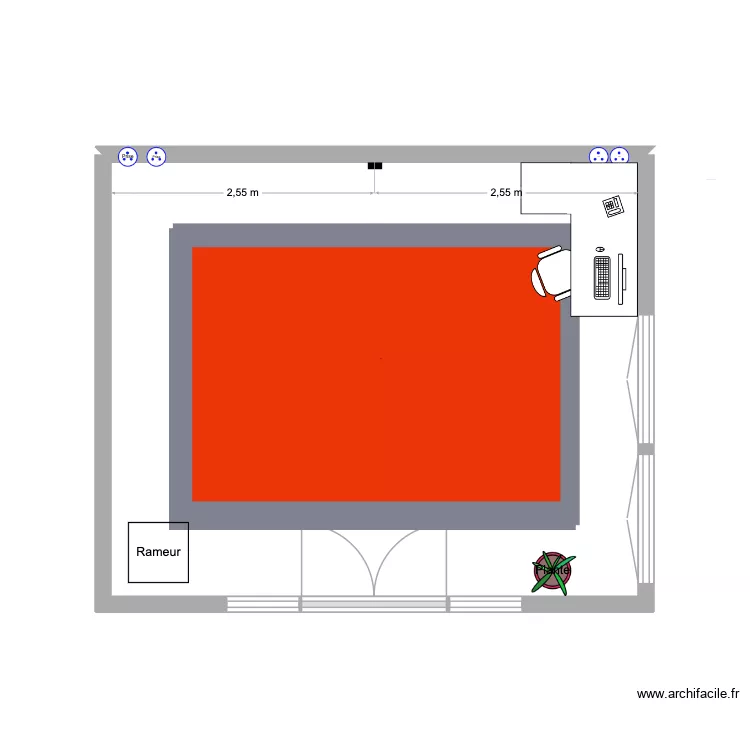 atelier. Plan de 1  et 21 m²