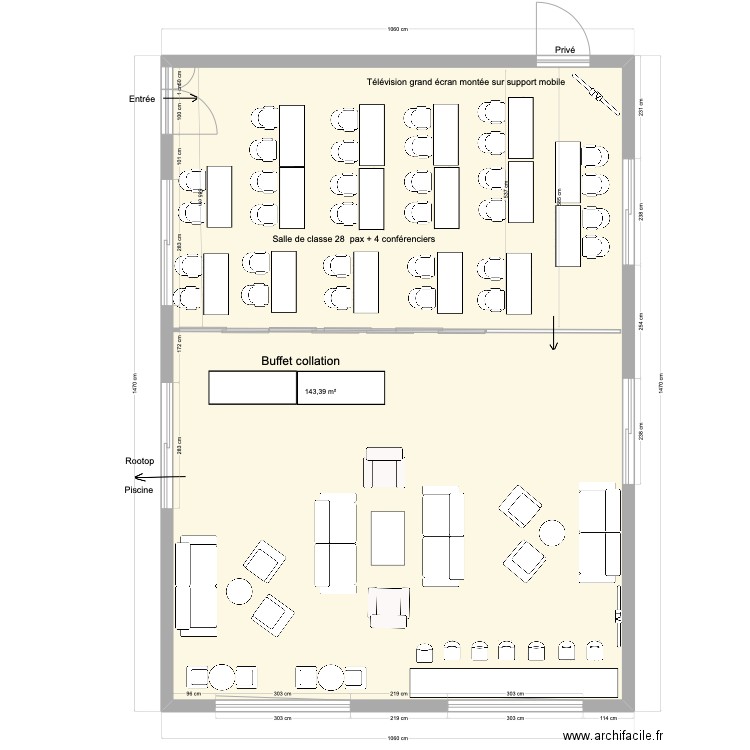 Hotel Ivato salle conf D. Plan de 1 pièce et 143 m2