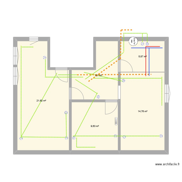 morre. Plan de 5 pièces et 61 m2