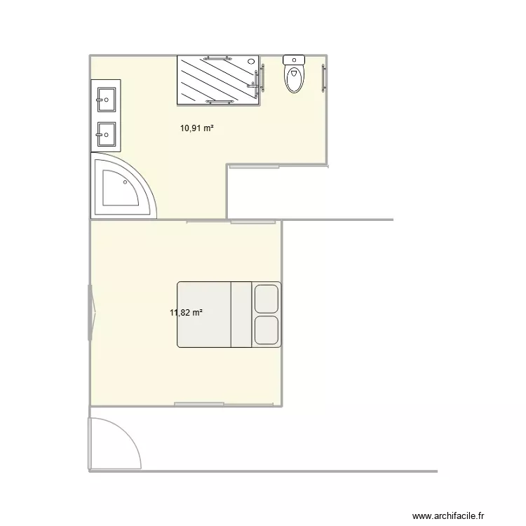 Caccia. Plan de 2 Pièces et 23 m² Caccia. Plan de 2 Pièces et 23 m²