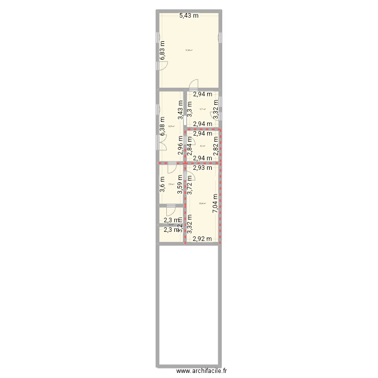 Luplanté. Plan de 7 pièces et 104 m2