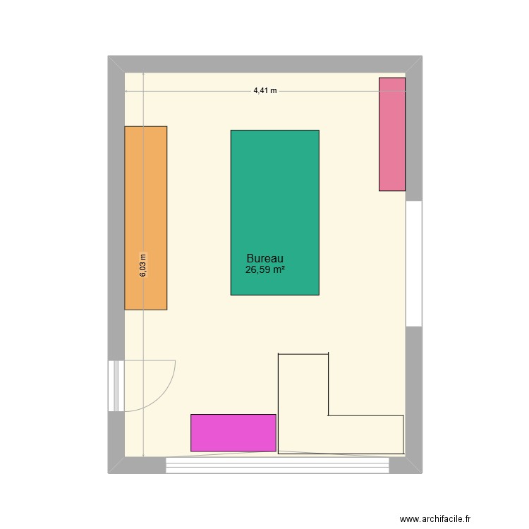 Billard. Plan de 1 pièce et 27 m2