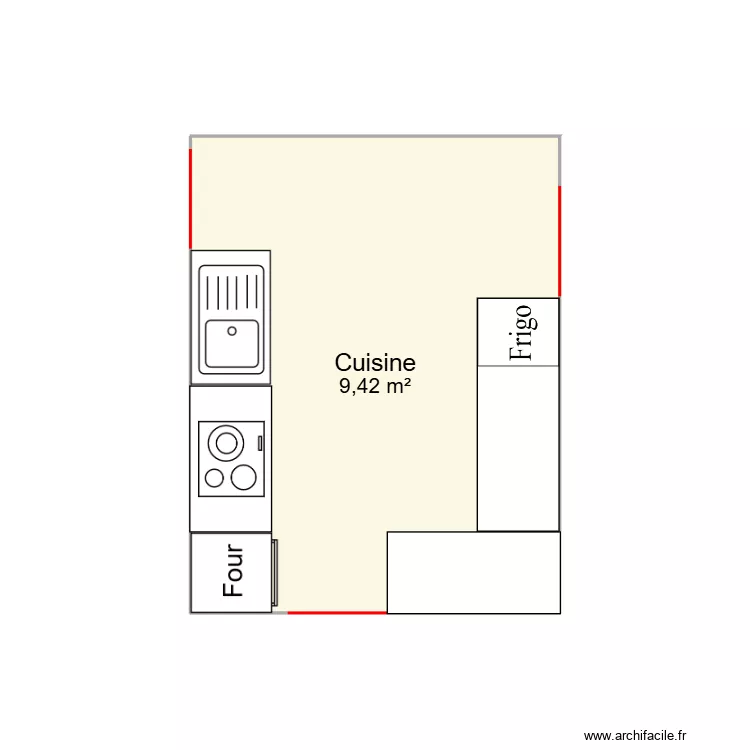 Couizine. Plan de 1  et 9 m²