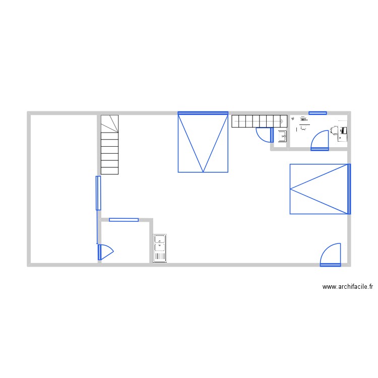 entrepot. Plan de 1 pièce et 57 m2
