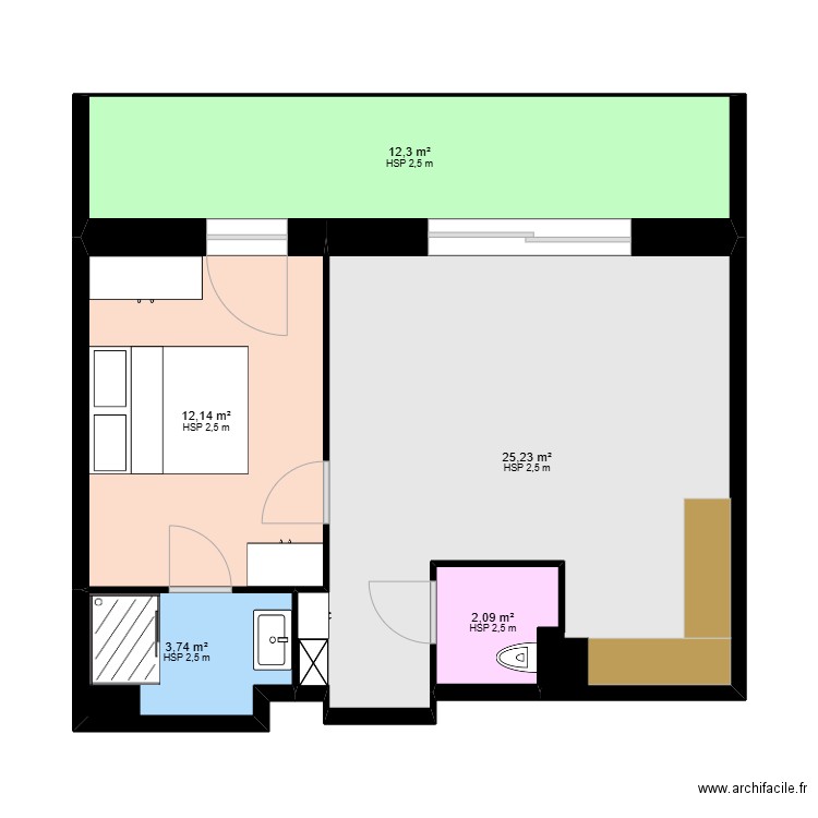 appart_V2. Plan de 5 pièces et 56 m2