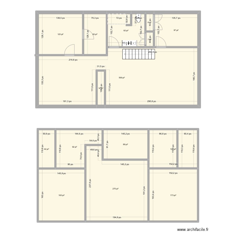 Maison fassett. Plan de 15 pièces et 179 m2