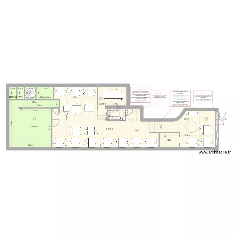 LE BOUILLON SABLAIS AV TRAVAUX. Plan de 7  et 166 m²