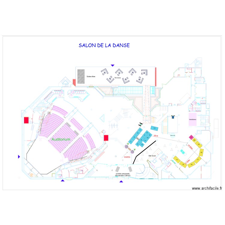 Salon de la Danse - Niv 0. Plan de 2 pièces et 405 m2