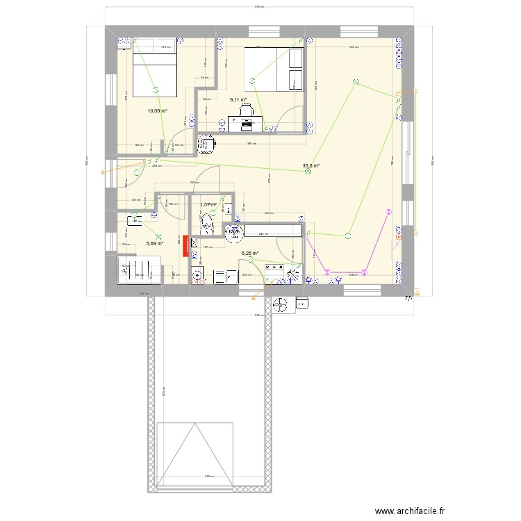 Isa68m.v4. Plan de 6 pièces et 69 m2