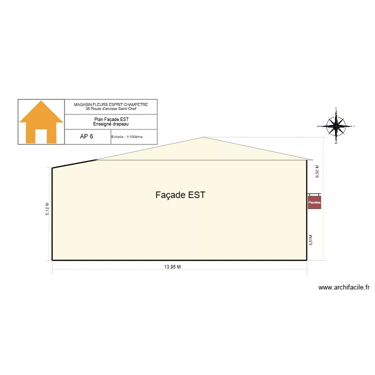 AP 6 Enseigne drapeau. Plan de 1 et 76 m² AP 6 Enseigne drapeau. Plan de 1 et 76 m²