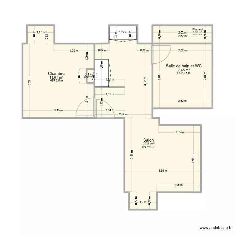 letac. Plan de 5  et 41 m²