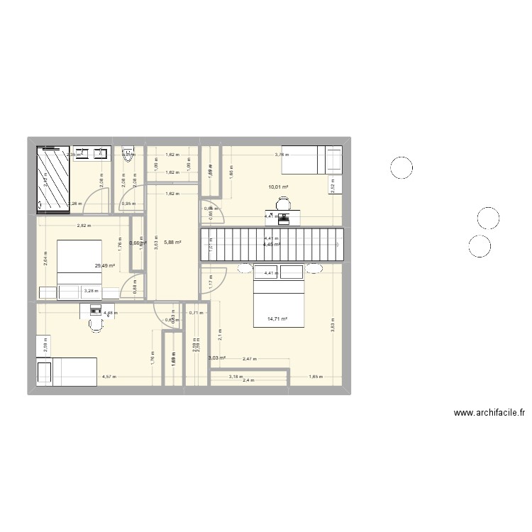 maison. Plan de 7 pièces et 68 m2