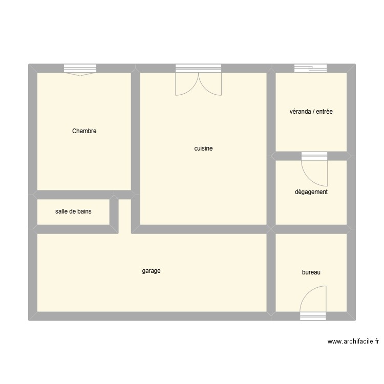Bizot Lecomte RDC état initial. Plan de 7 pièces et 63 m2