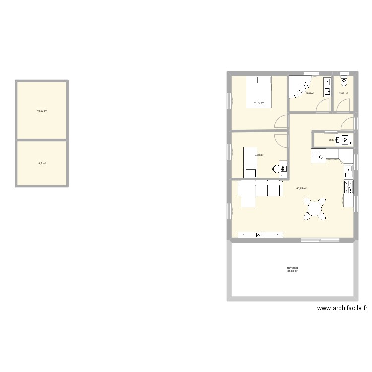 3 pièces. Plan de 9 pièces et 119 m2