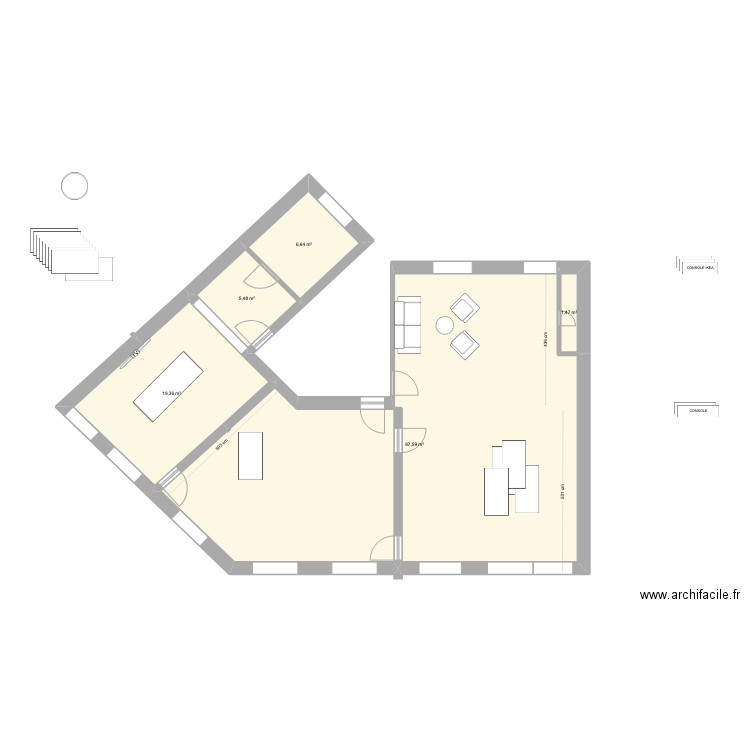 SENTIER BUREAU Agathe. Plan de 5 pièces et 121 m2