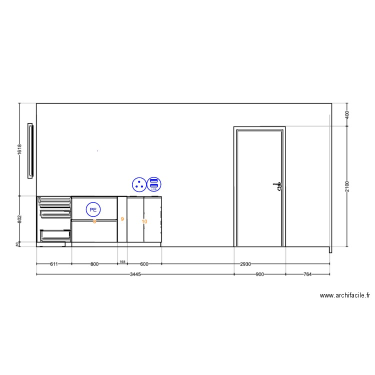 Cuisine_Elec_Mur Chambre_V1. Plan de 0 pièce et 0 m2