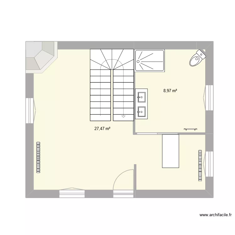 maison chauffage. Plan de 2  et 36 m²