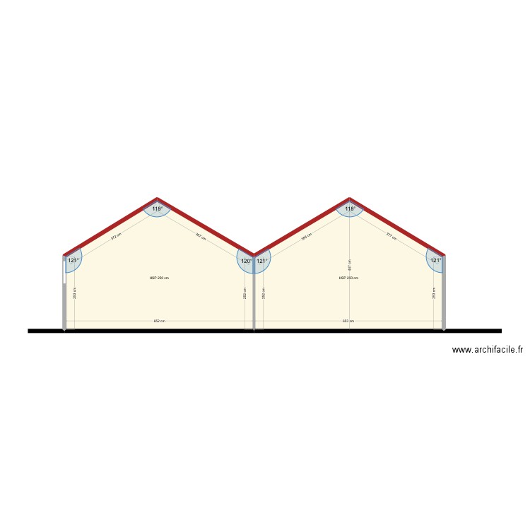 Moutier plan coupe 3. Plan de 2 pièces et 46 m2