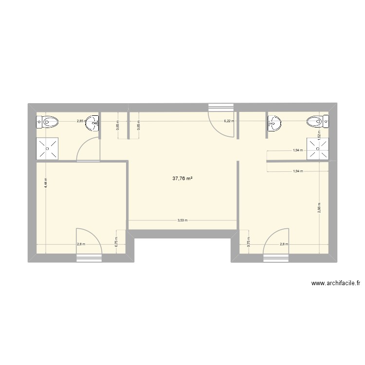 Gaillac. Plan de 1 pièce et 38 m2