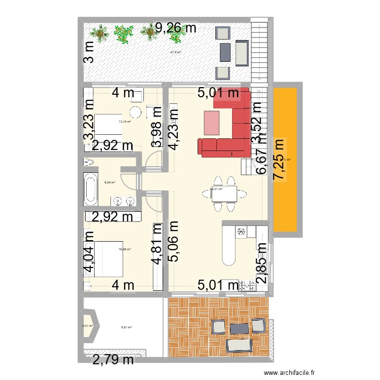sous sol mahdia. Plan de 9 pièces et 137 m2