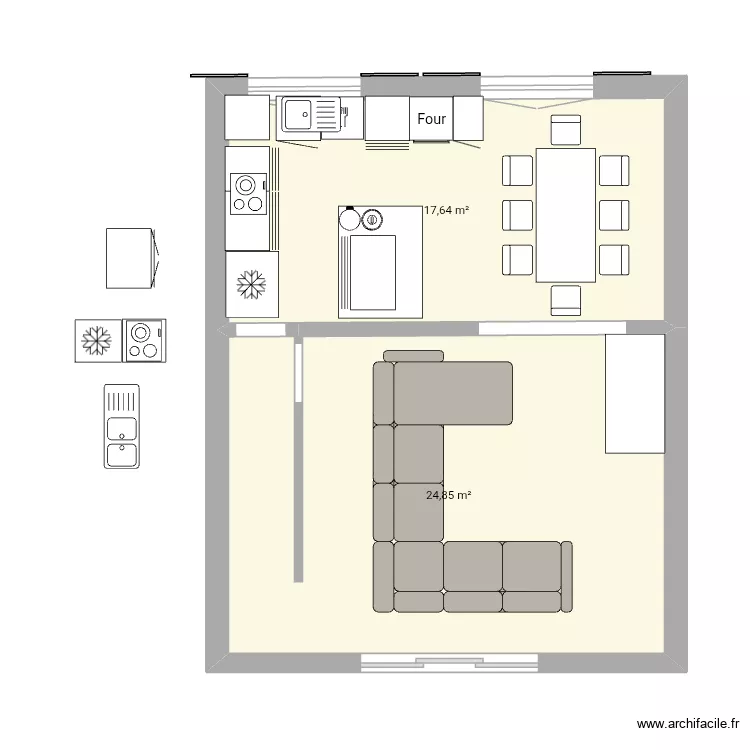Cuisine 3. Plan de 2 Pièces et 42 m² Cuisine 3. Plan de 2 Pièces et 42 m²