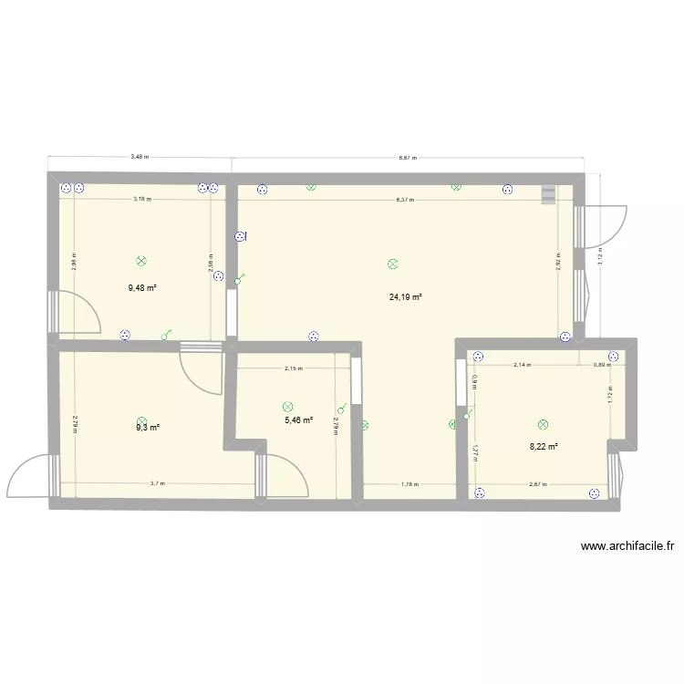 Dillon. Plan de 5  et 57 m²