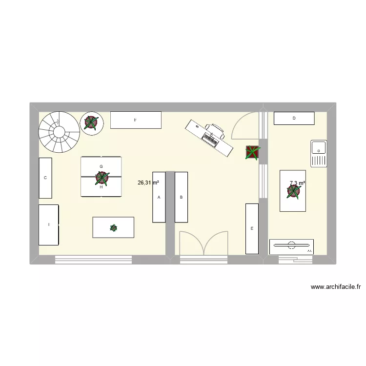 BAC 3. Plan de 2  et 34 m²