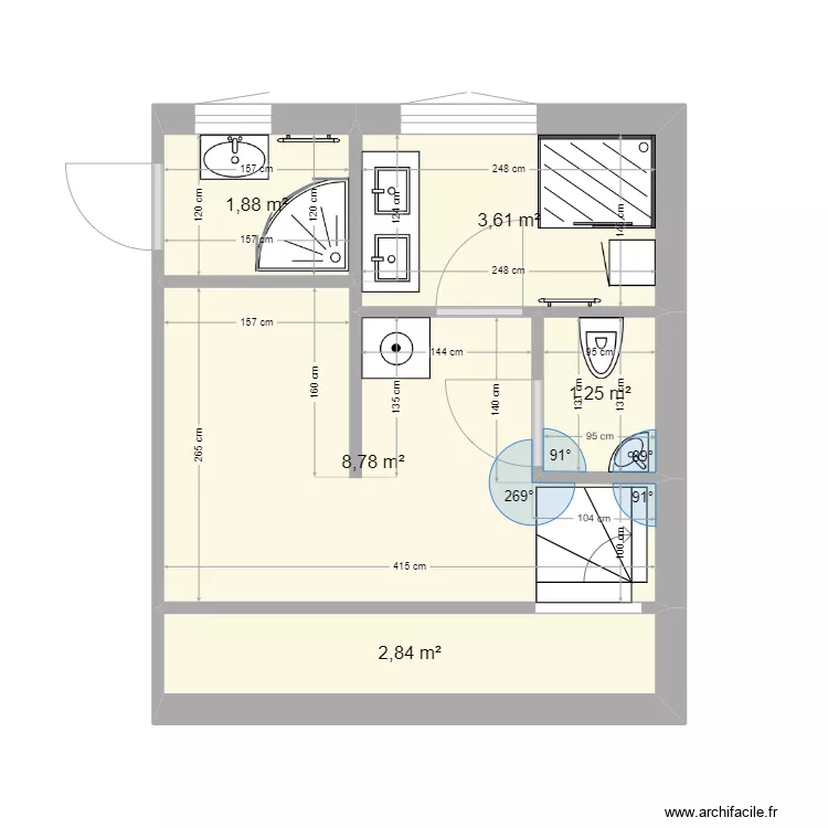 Salles de bain La Baule. Plan de 