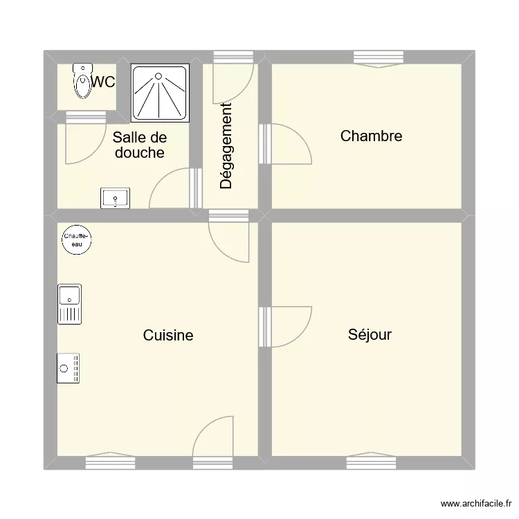 perez rdc. Plan de 6  et 57 m²