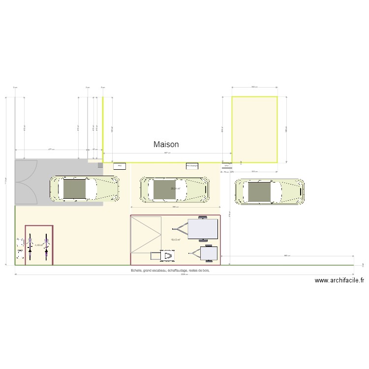 Garage. Plan de 6 pièces et 105 m2