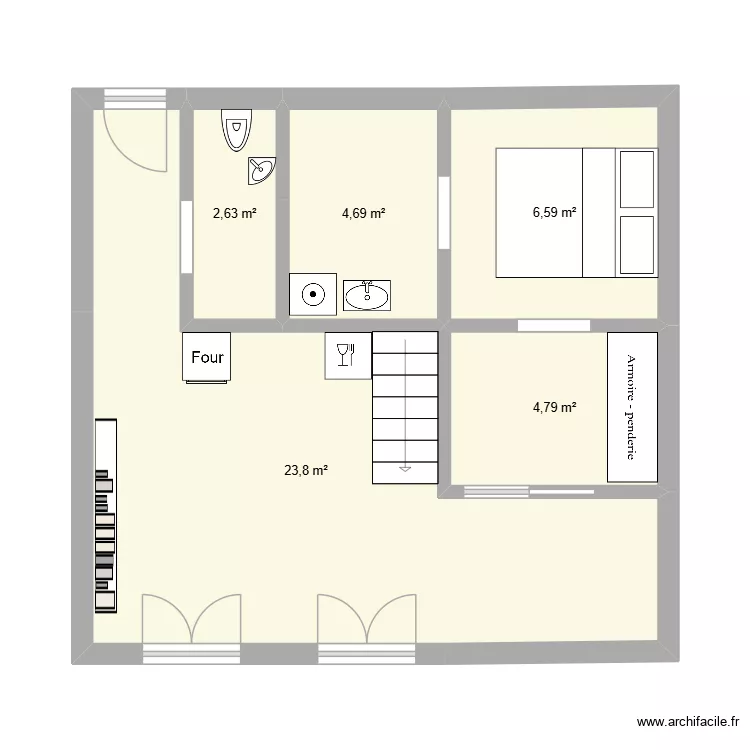 plan 2. Plan de 5  et 43 m²