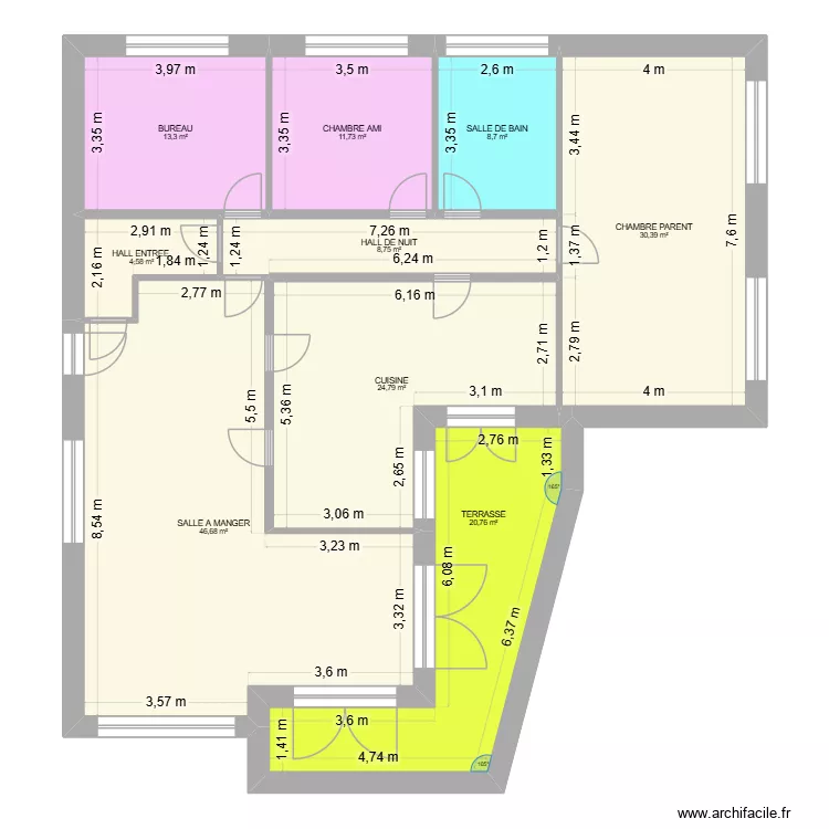 RDC  Sorendal travaux chambre bis. Plan de 