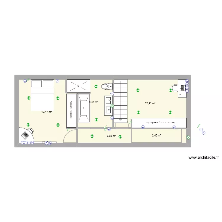 plan etage. Plan de 5  et 37 m²