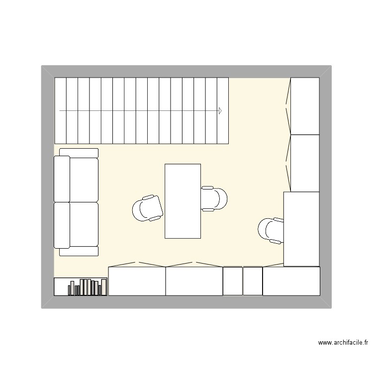 bureau. Plan de 1 pièce et 26 m2