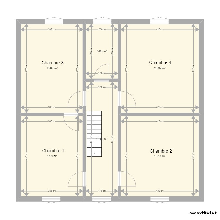 mont 54. Plan de 6 pièces et 84 m2