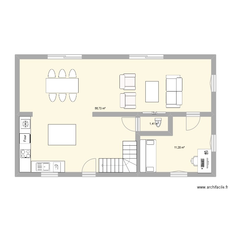 Idée maison SP V2. Plan de 3 pièces et 69 m2