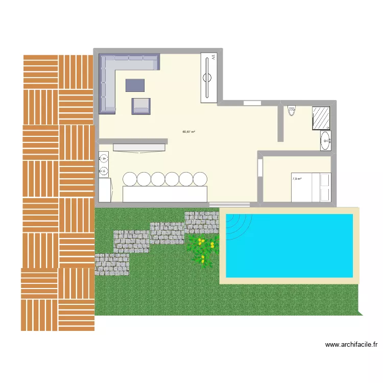 Plan 1. Plan de 2 et 69 m² Plan 1. Plan de 2 et 69 m²