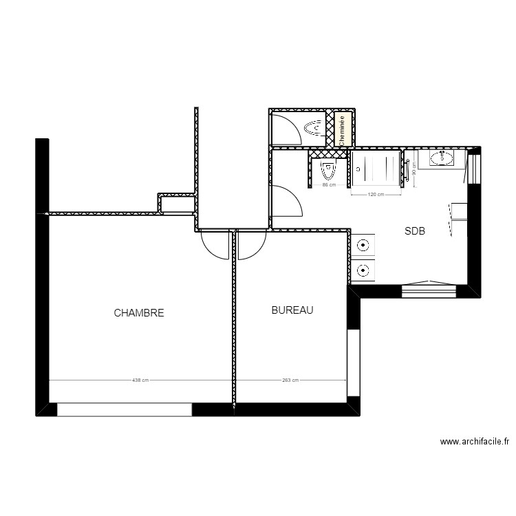 DUFRECHE PROJET ETAGE 15.12.23. Plan de 5 pièces et 44 m2