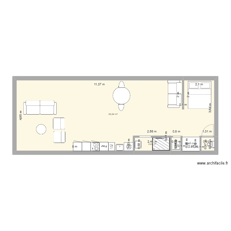 marseille 2. Plan de 2 pièces et 65 m2