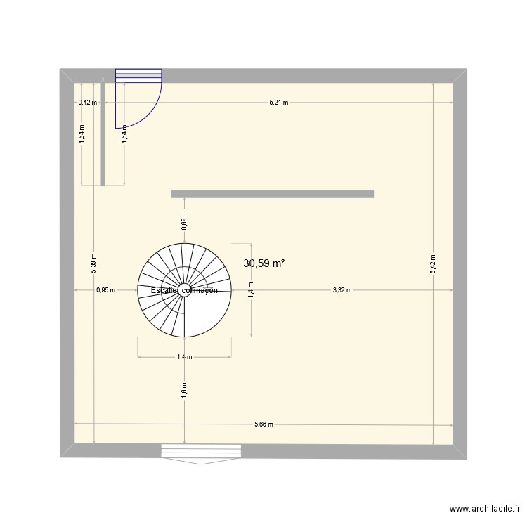 Narbonne 1. Plan de 1 pièce et 31 m2