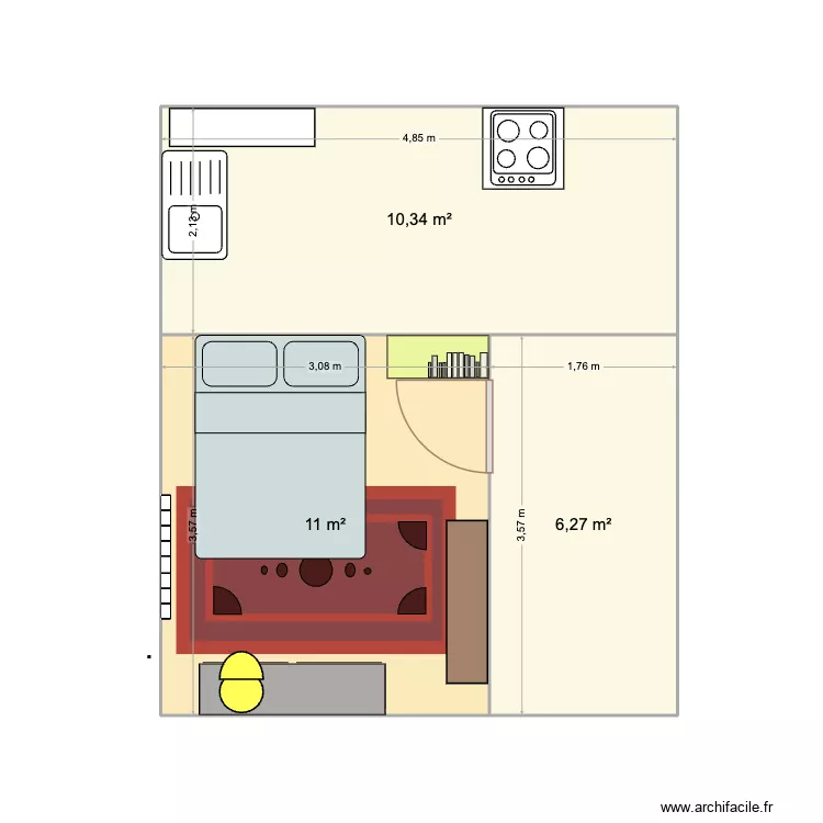 Appartement Lausanne. Plan de 3  et 28 m²