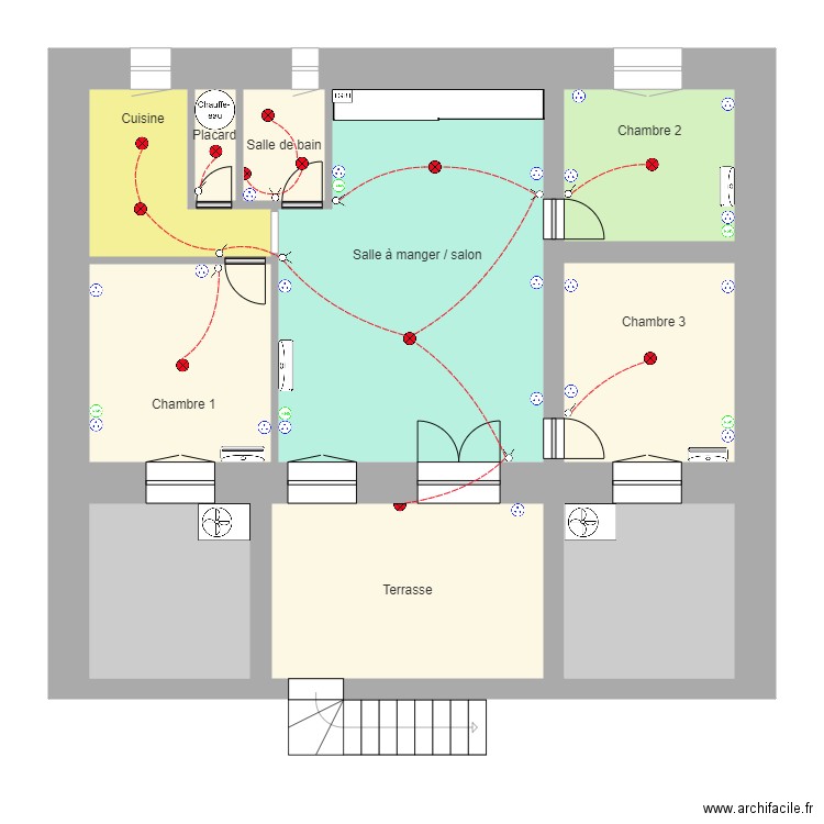 eeckout étage. Plan de 10 pièces et 70 m2