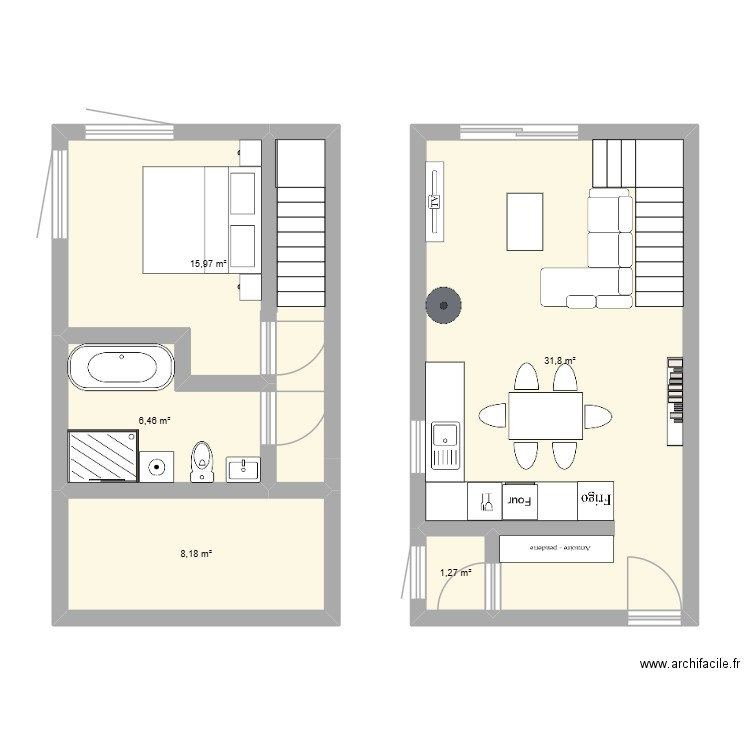 ma maison. Plan de 5 pièces et 64 m2