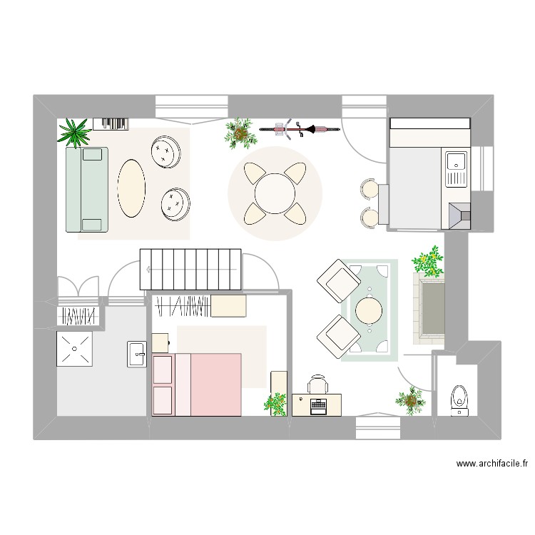Appart Nantes_test canap. Plan de 6 pièces et 57 m2