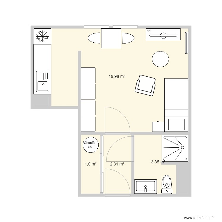 Mamie. Plan de 6 pièces et 28 m2